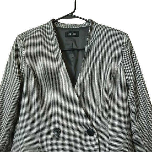 Barneys New York Women's Medium Houndstooth Double Breasted Blazer Jacket Office - Picture 2 of 7